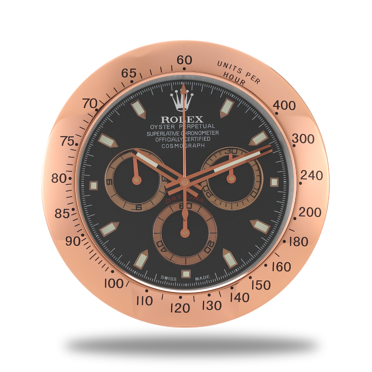 Daytona Wall Clock - Rose Gold Black