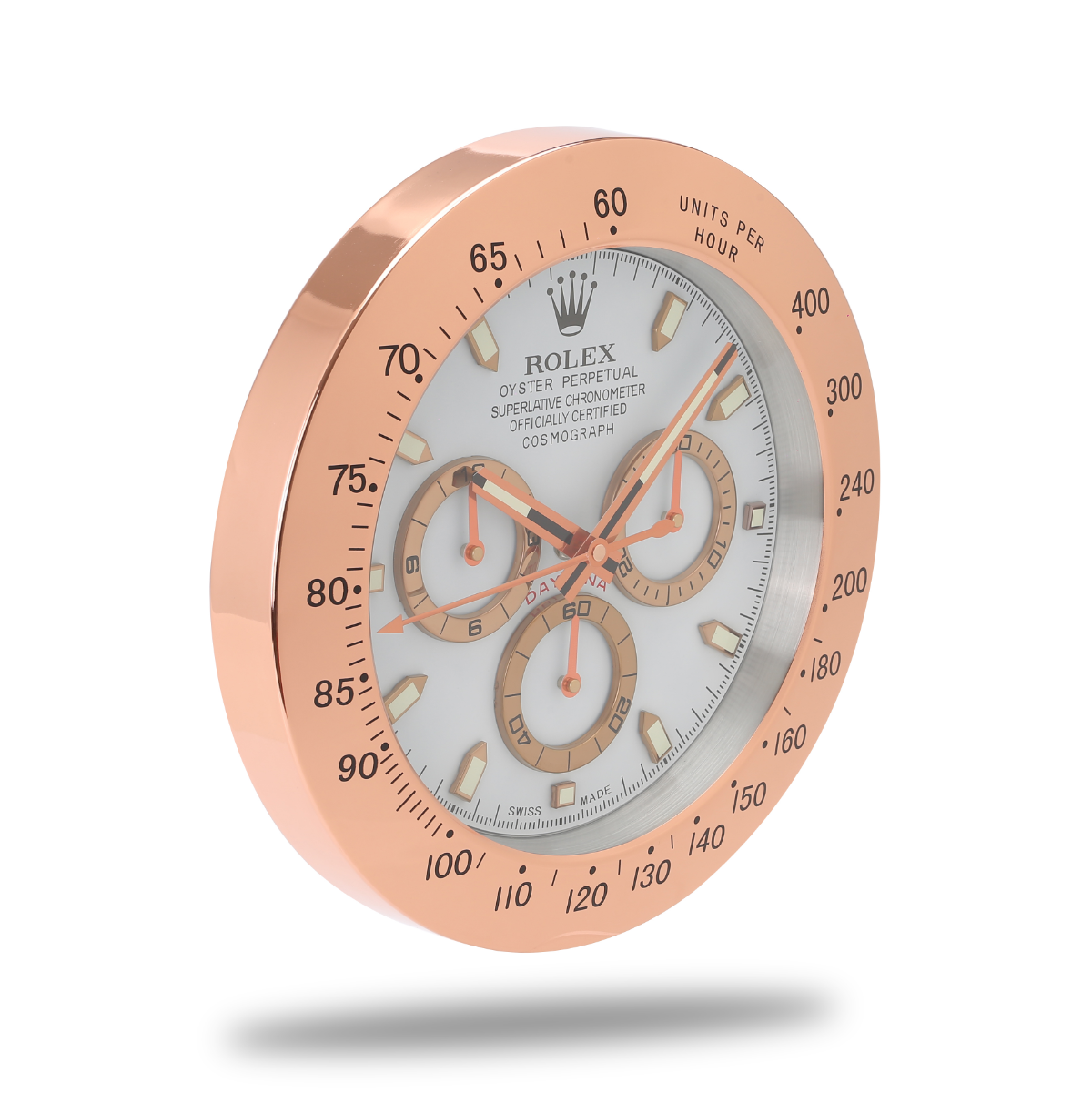 Daytona Wall Clock - Rose Gold White