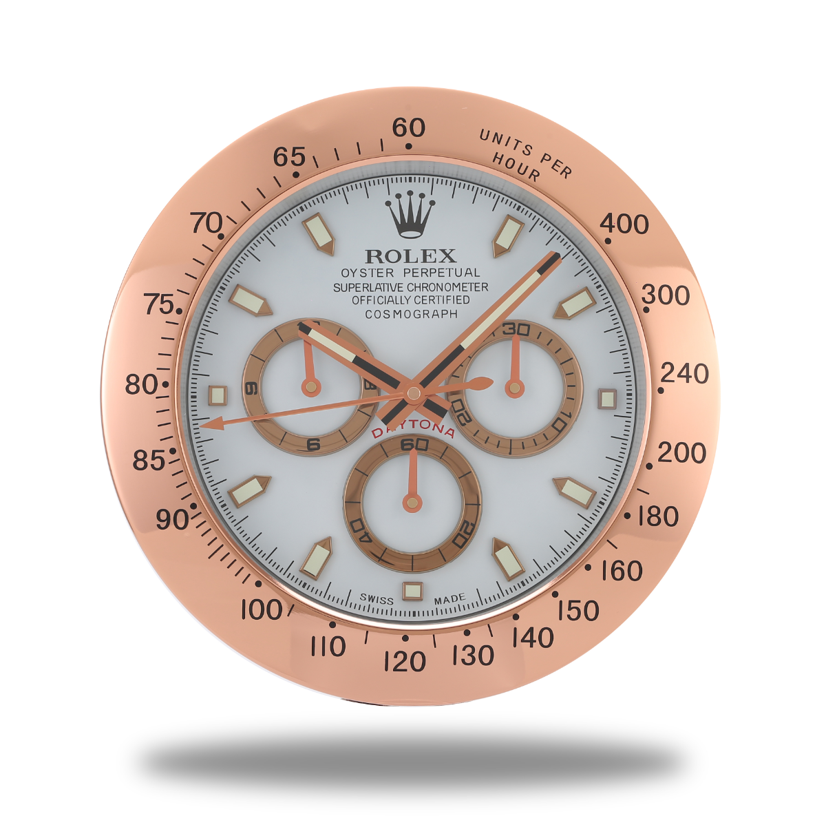 Daytona Wall Clock - Rose Gold White