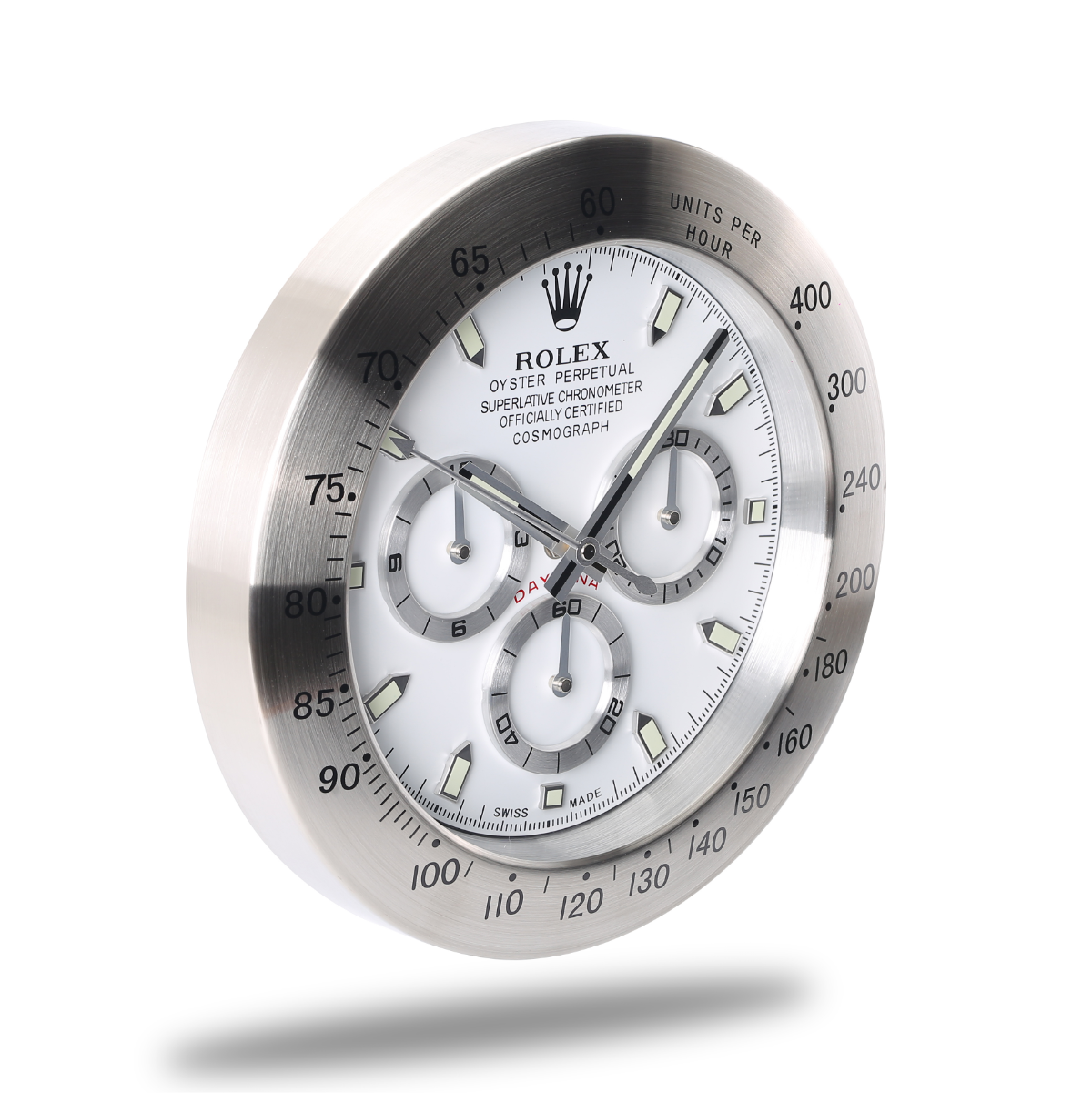 Daytona Wall Clock - Silver White