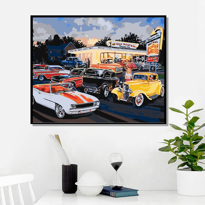 Tractor Car Drawing On Canvas