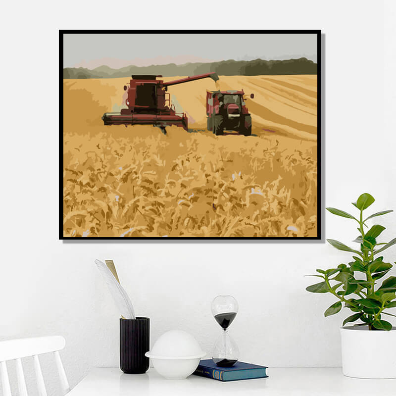 Tractor Car Drawing On Canvas