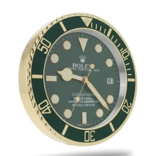 Submariner Gold & Green Style | Wall Clock