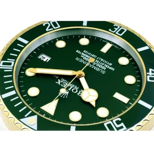 Submariner Gold & Green Style | Wall Clock