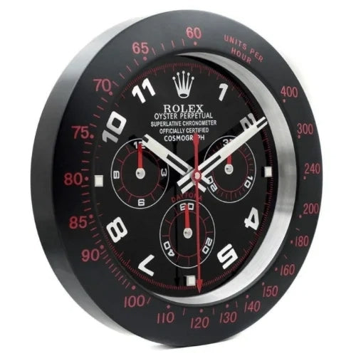 Daytona Black & Red Numbers | Wall Clock