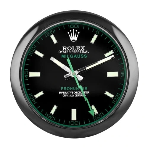 Milgauss Style All Black & Green Color | Wall Clock