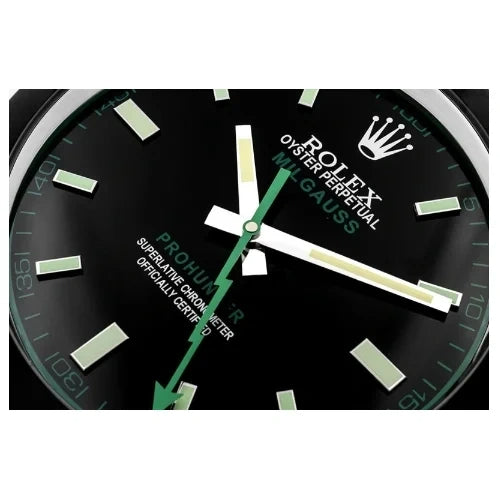 Milgauss Style All Black & Green Color | Wall Clock