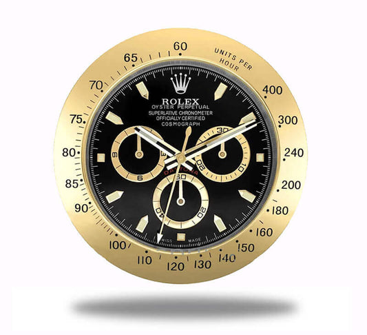Daytona Wall Clock - Gold Black