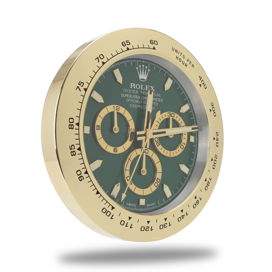 Daytona Wall Clock - Gold Green