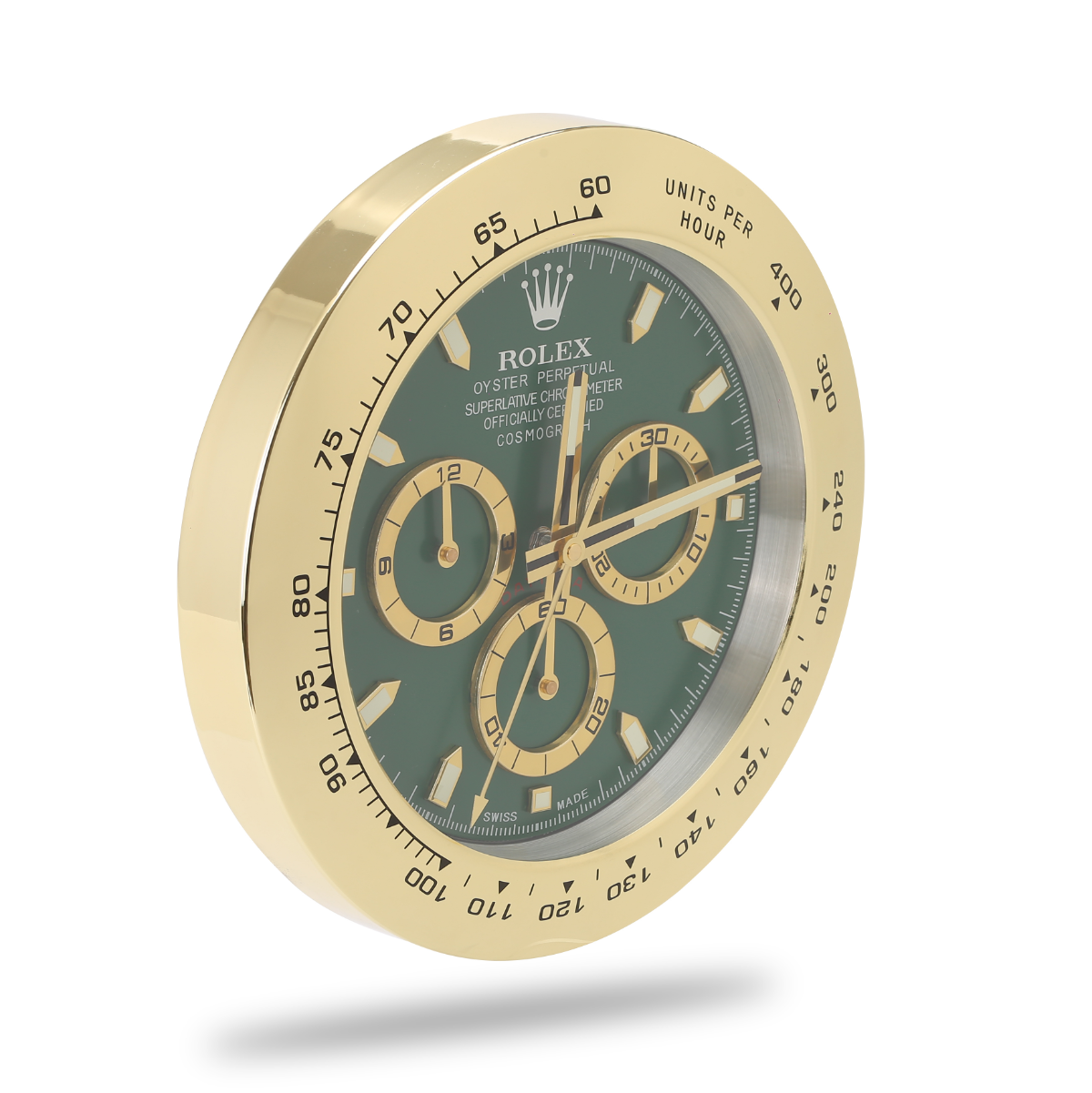 Daytona Wall Clock - Gold Green