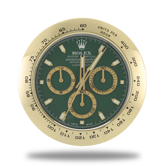 Daytona Wall Clock - Gold Green