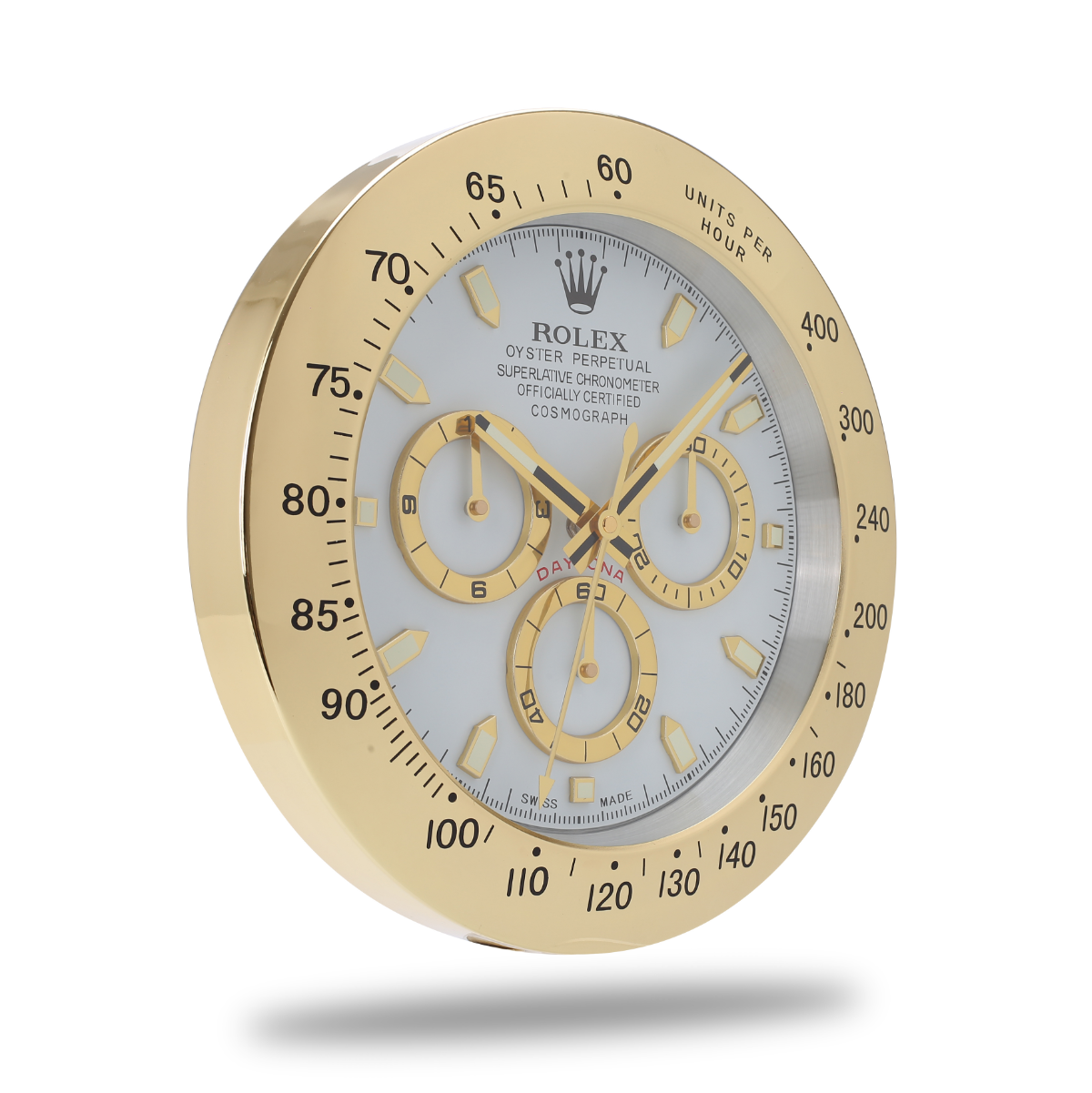 Daytona Wall Clock - Gold White
