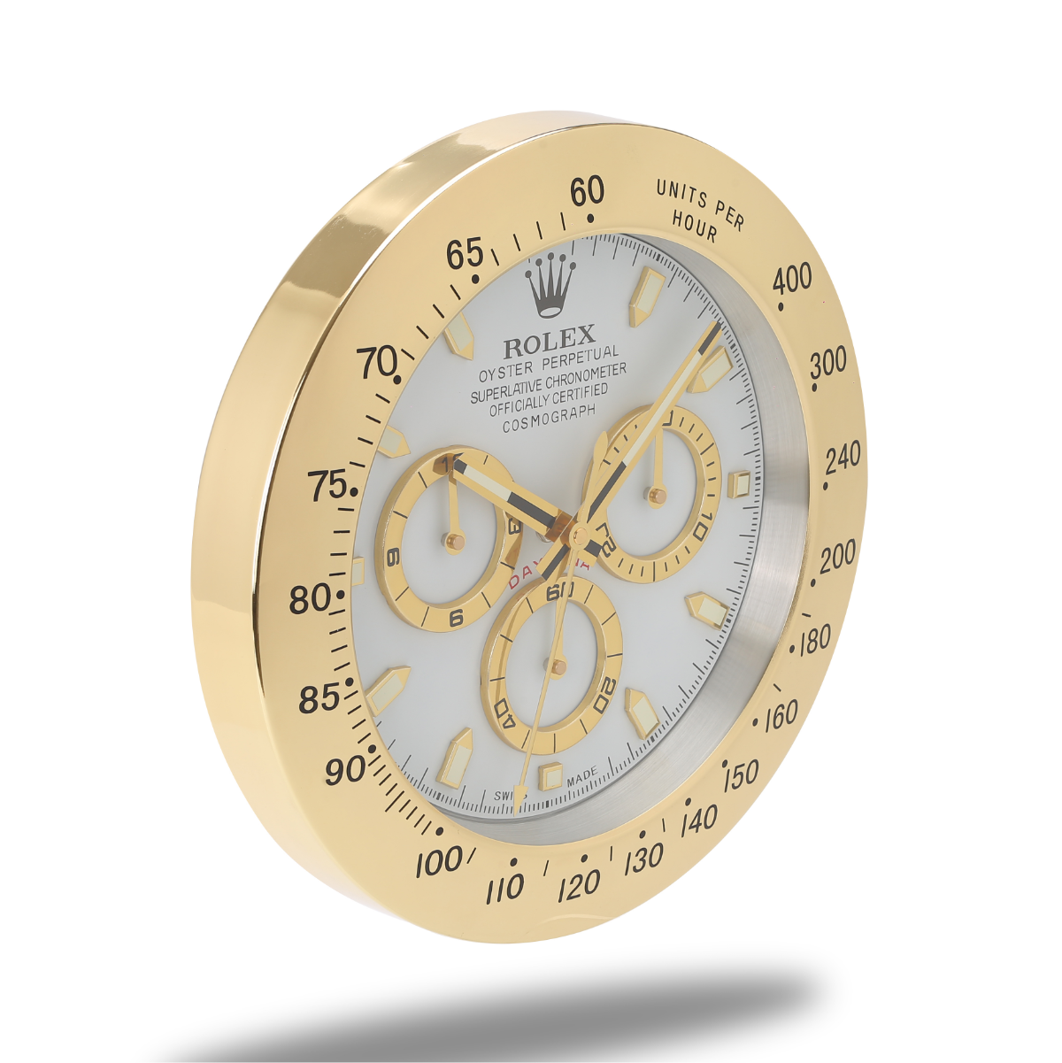 Daytona Wall Clock - Gold White