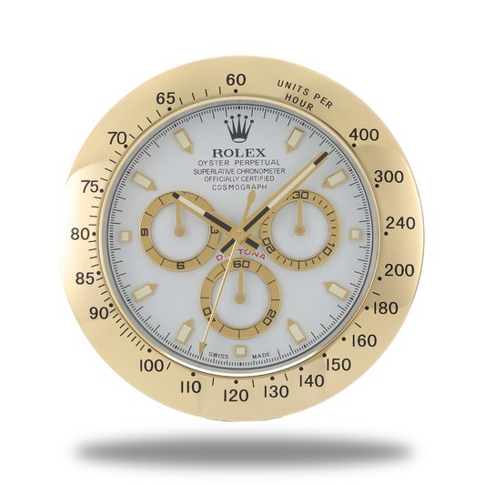Daytona Wall Clock - Gold White