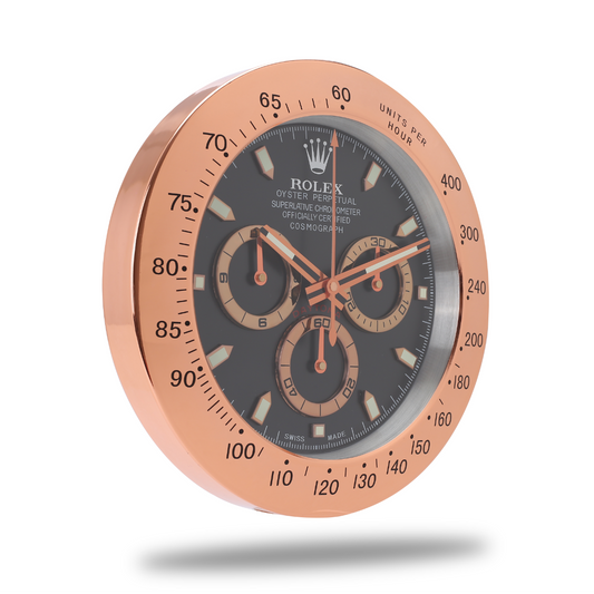Daytona Wall Clock - Rose Gold Black