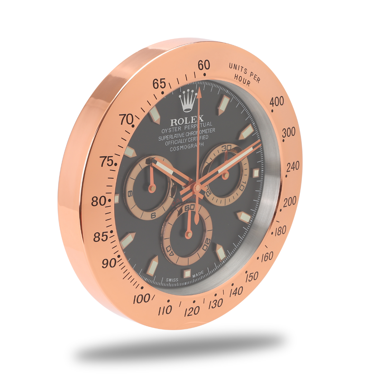 Daytona Wall Clock - Rose Gold Black