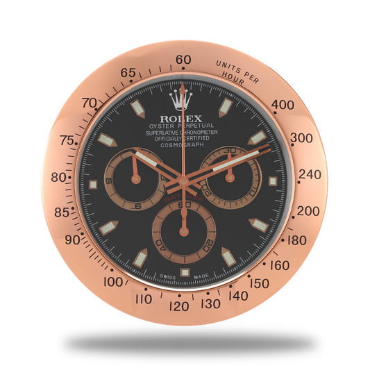 Daytona Wall Clock - Rose Gold Black