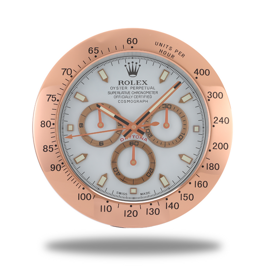 Daytona Wall Clock - Rose Gold White