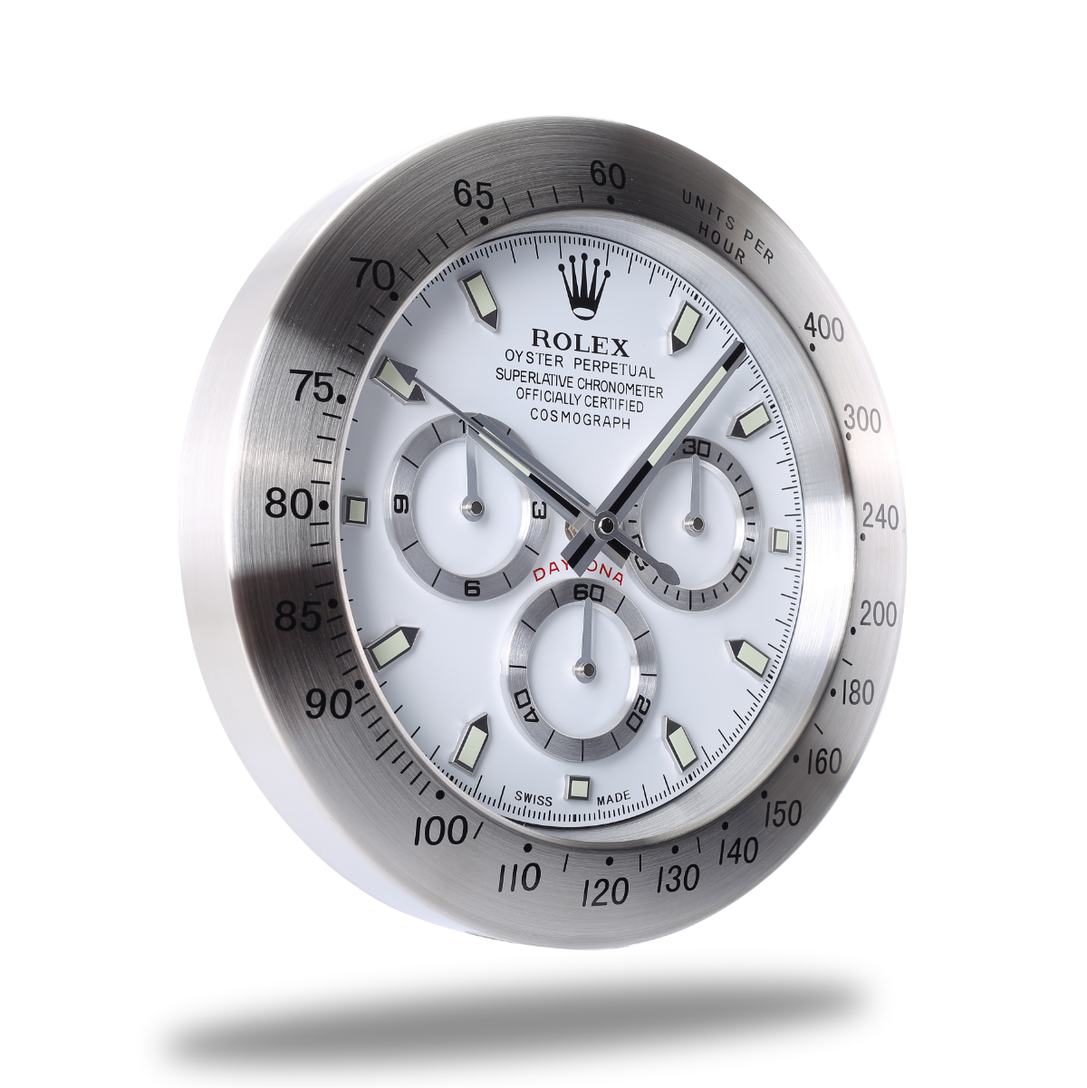 Daytona Wall Clock - Silver White