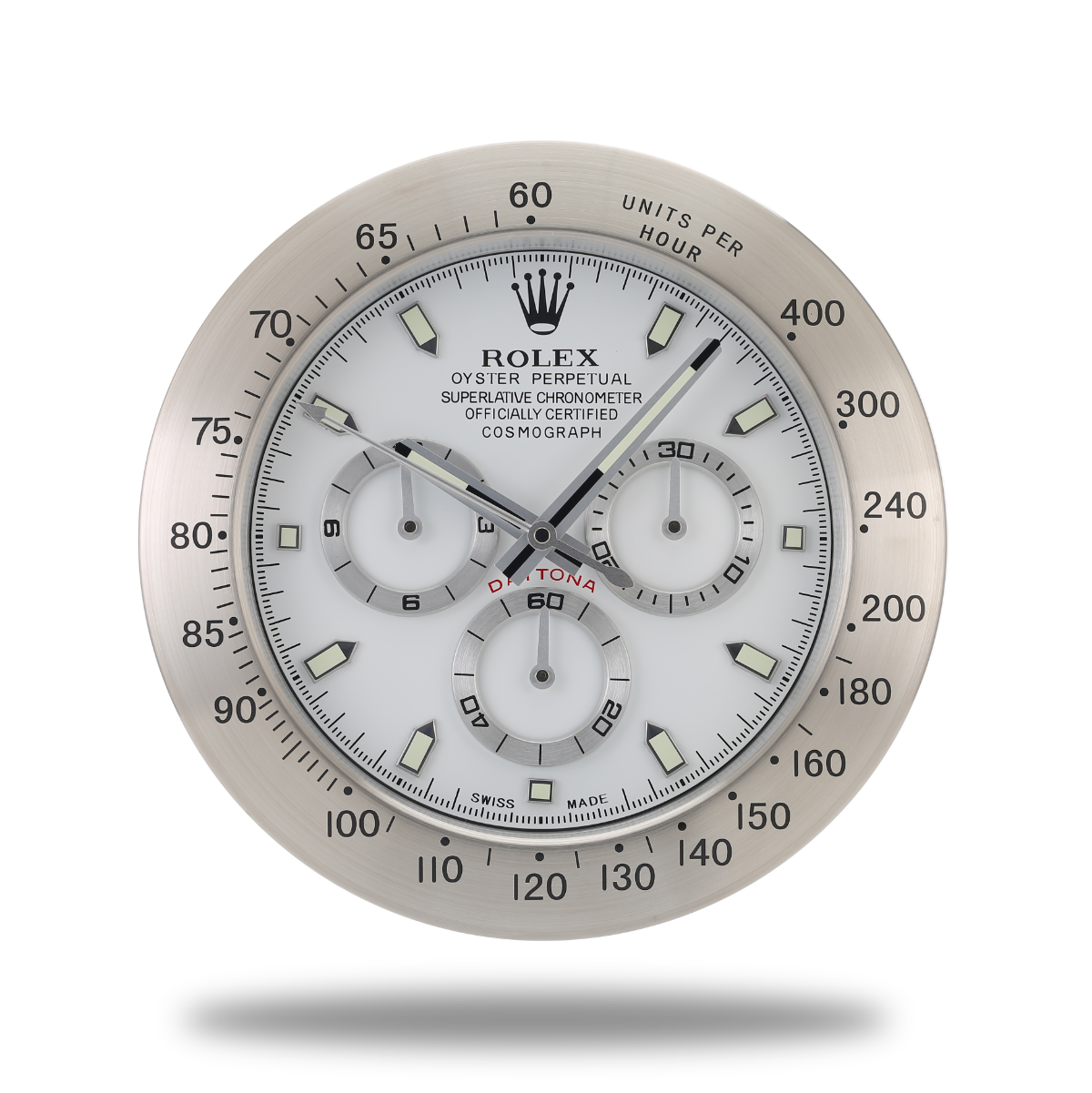 Daytona Wall Clock - Silver White