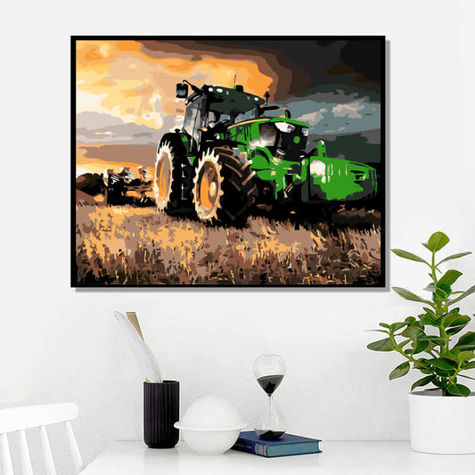 Tractor Car Drawing On Canvas