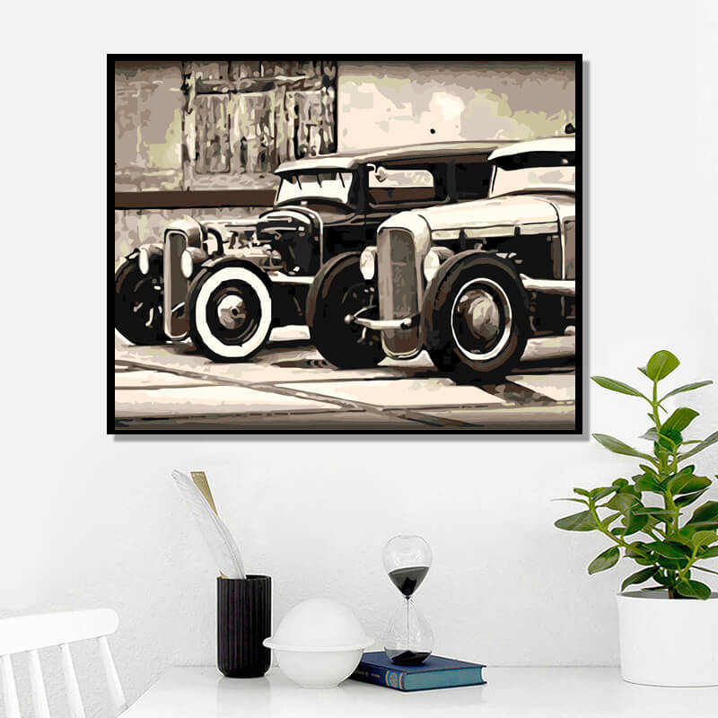 Tractor Car Drawing On Canvas
