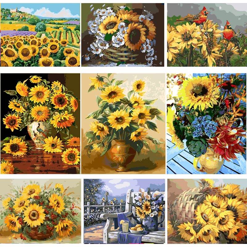 Sunflower Drawing On Canvas