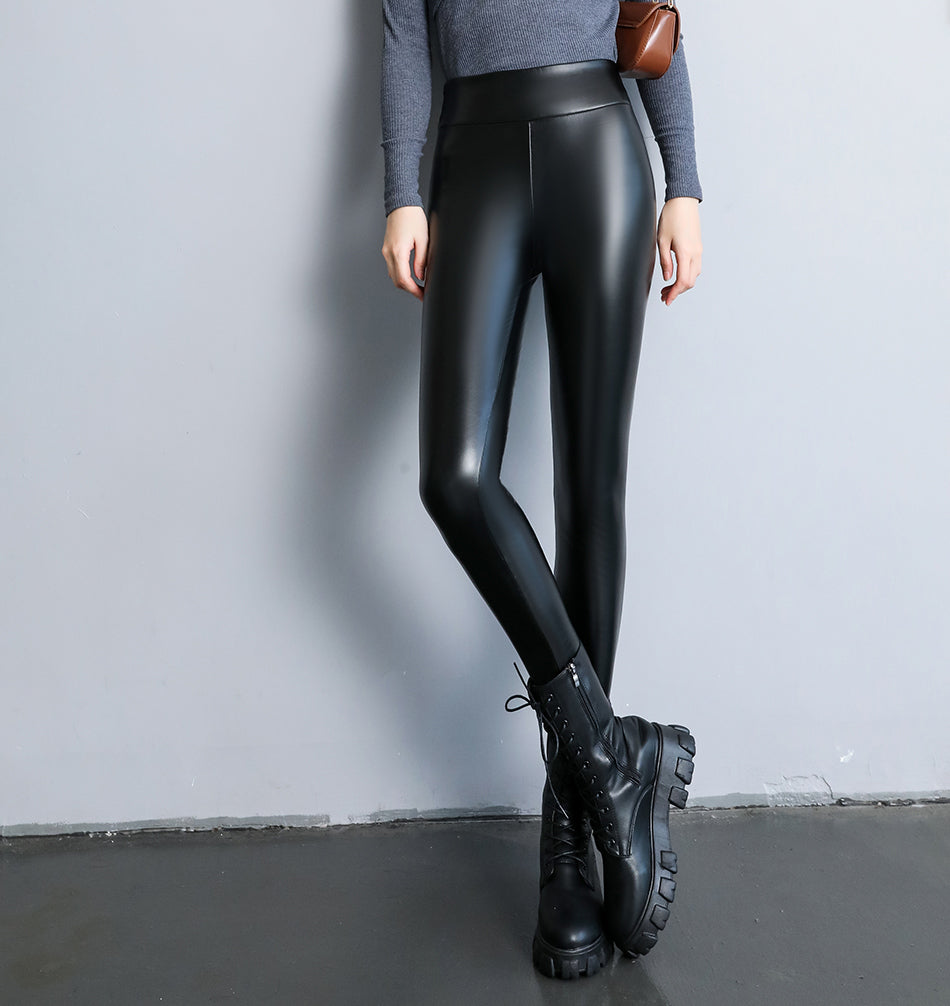 Warme Leder Winter Leggings | Shine