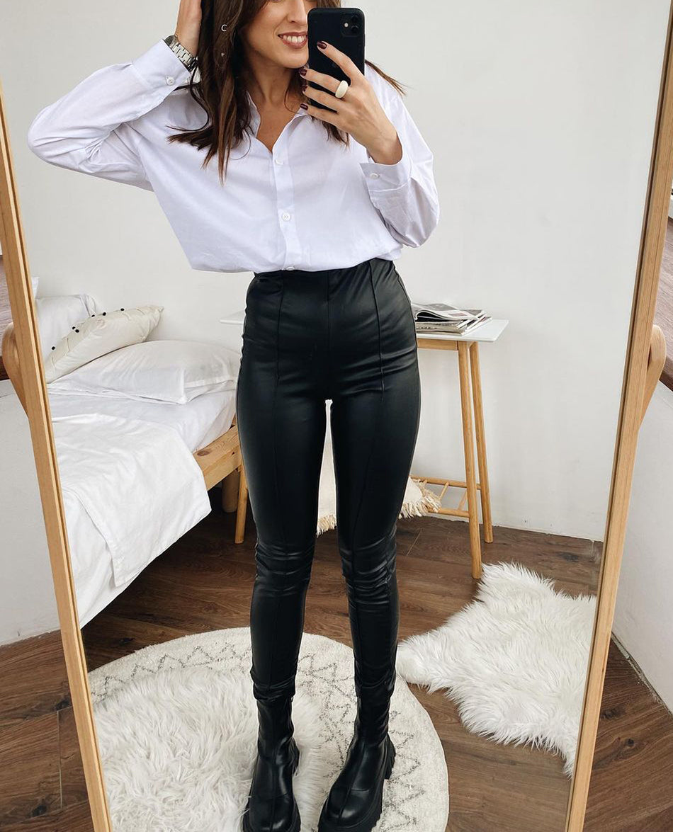 Warme Leder Winter Leggings | High Waist