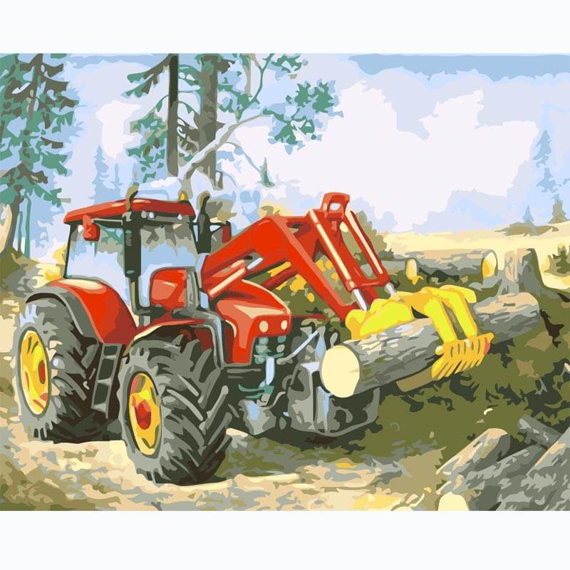 Tractor Car Drawing On Canvas