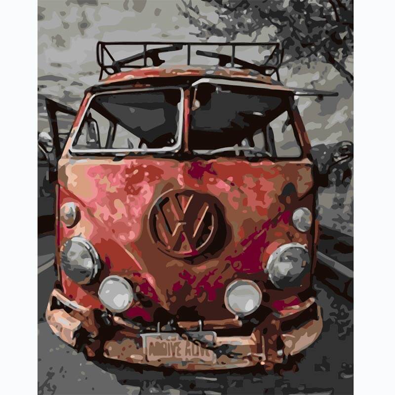 Tractor Car Drawing On Canvas