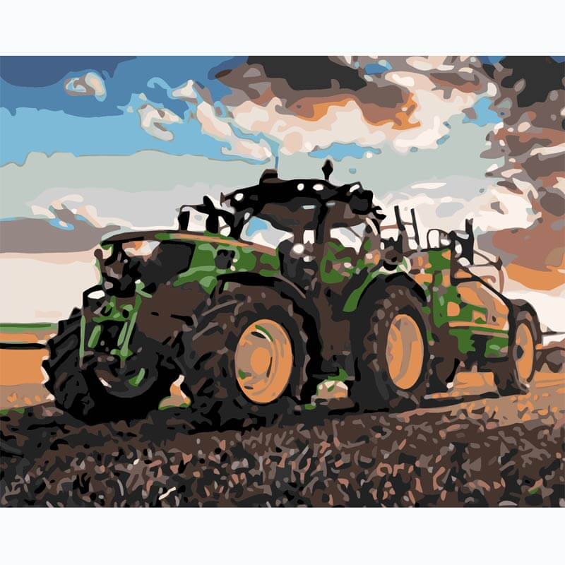 Tractor Car Drawing On Canvas