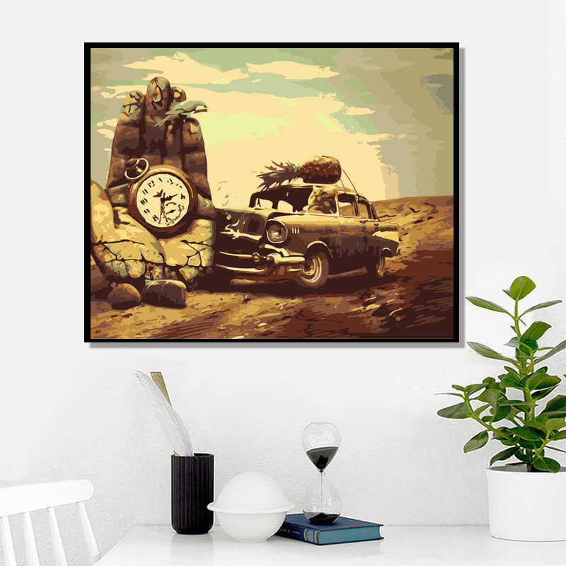 Tractor Car Drawing On Canvas