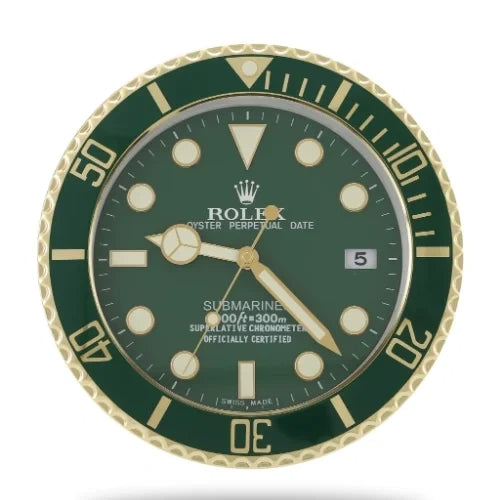 Submariner Gold & Green Style | Wall Clock