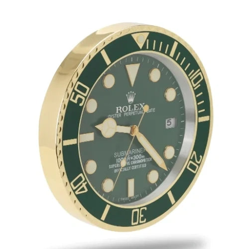 Submariner Gold & Green Style | Wall Clock