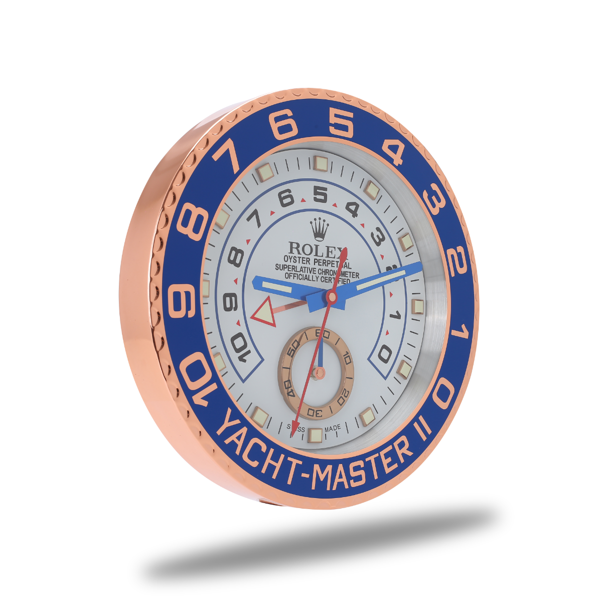 Yacht Master Wall Clock - White with Rose Gold