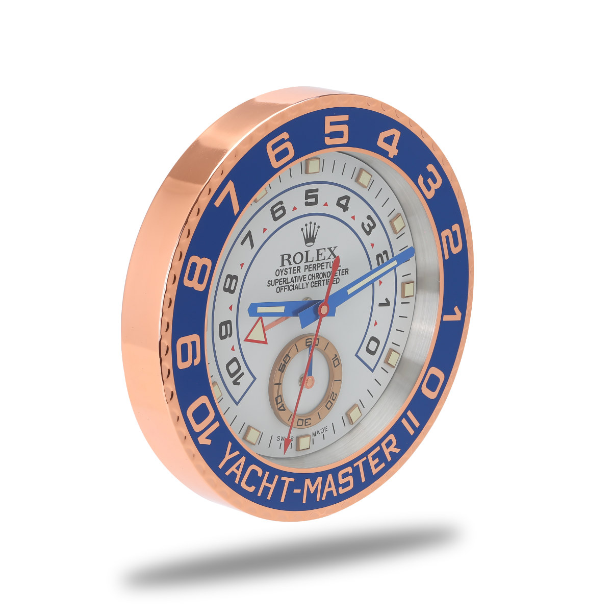 Yacht Master Wall Clock - White with Rose Gold