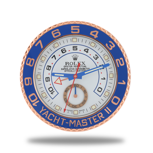 Yacht Master Wall Clock - White with Rose Gold