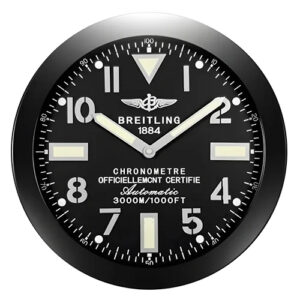Breitling Wall Clock All Black Style – 34 cm Aviation Edition | Xclocks