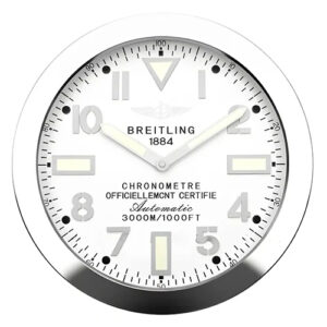 Breitling Wall Clock – Silver & White Dial Edition | Xclocks