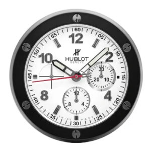 Hublot Wall Clock 34cm – Big Bang Inspired Black & White Chronograph Dial