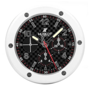 Hublot Wall Clock 34cm – Big Bang Inspired Carbon Fibre Dial with White Case
