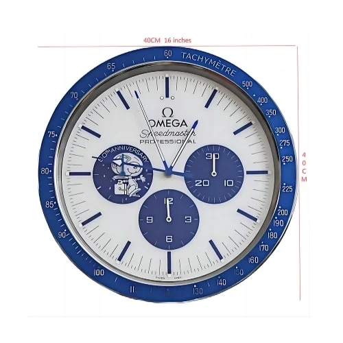 Omega Wall Clock Snoopy Speedmaster – Blue & White Dial 40cm Edition | Xclocks - Image 4