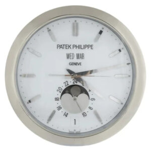 Patek Philippe Wall Clock 40cm – Moon Phases Silver and White Luxury Silent Wall Clock