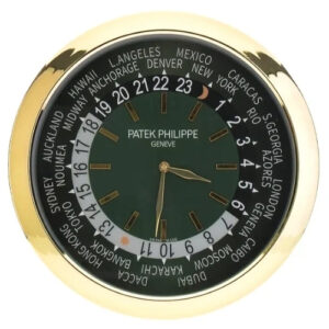 Patek Philippe Wall Clock 40cm – World Timer Gold and Green Luxury Silent Wall Clock