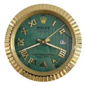 Date-Just Wall Clock – Roman Dial Gold & Green Style | 34 cm Luxury Décor
