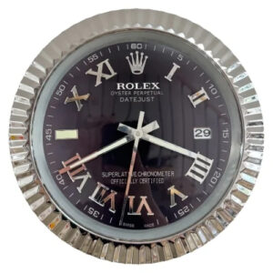 Date-Just Wall Clock – Roman Dial Silver & Black | 34 cm Luxury Edition