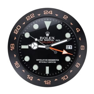 Explorer II Wall Clock – Orange Number Bezel & Black Dial | 34 cm