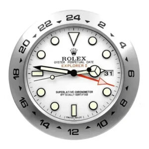 Explorer II Wall Clock – Silver & White Style | 34 cm Luxury Edition