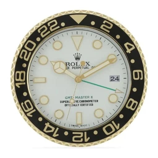 Rolex GMT Master II Wall Clock – Gold & White Style | 34 cm Luxury Edition